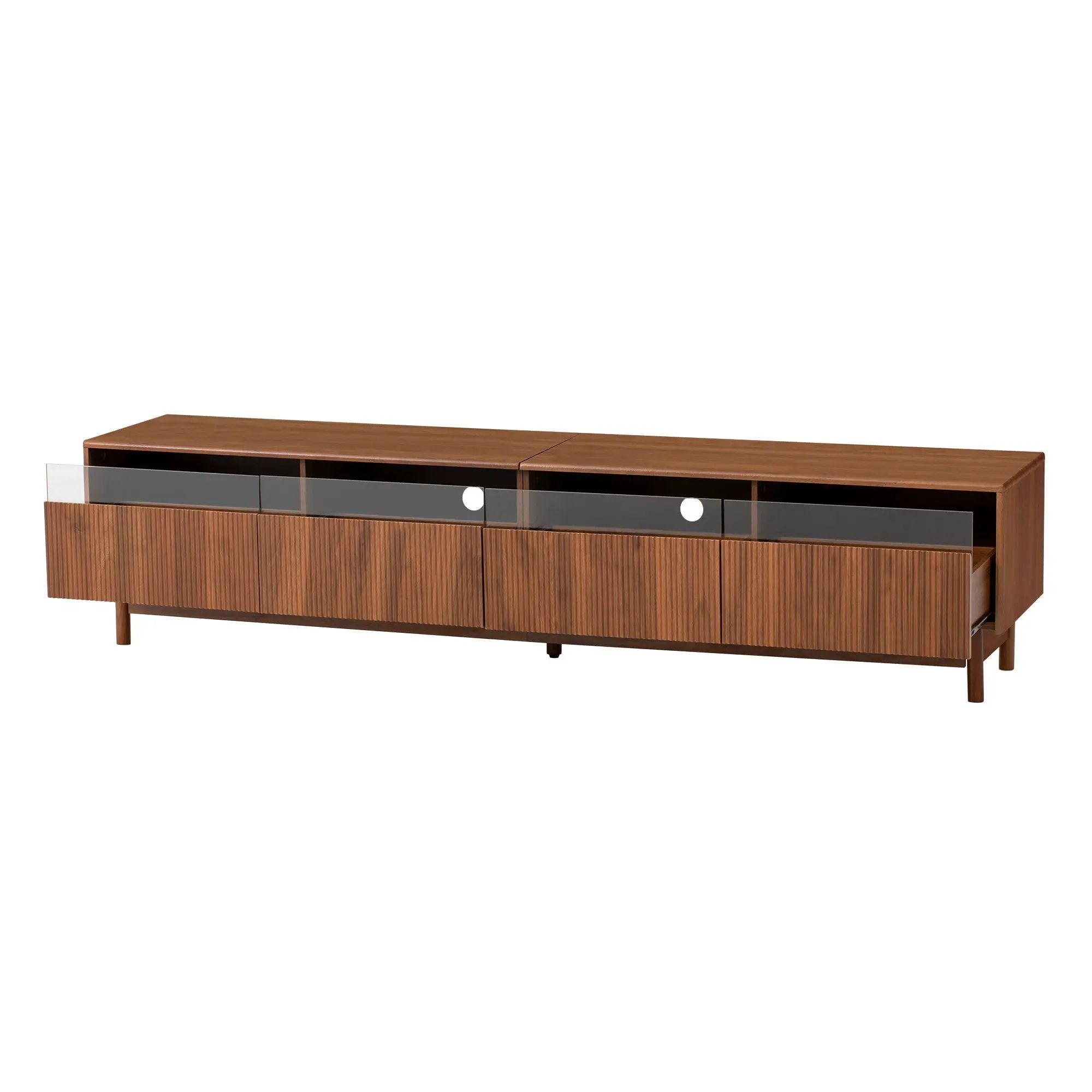 TV Stand, Entertainment Center With Fluted Drawers For Living Room - Walnut by Unique Piece Furniture