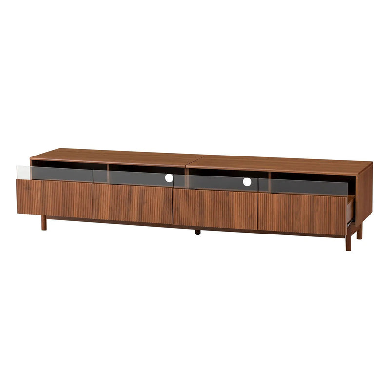 TV Stand, Entertainment Center With Fluted Drawers For Living Room - Walnut by Unique Piece Furniture