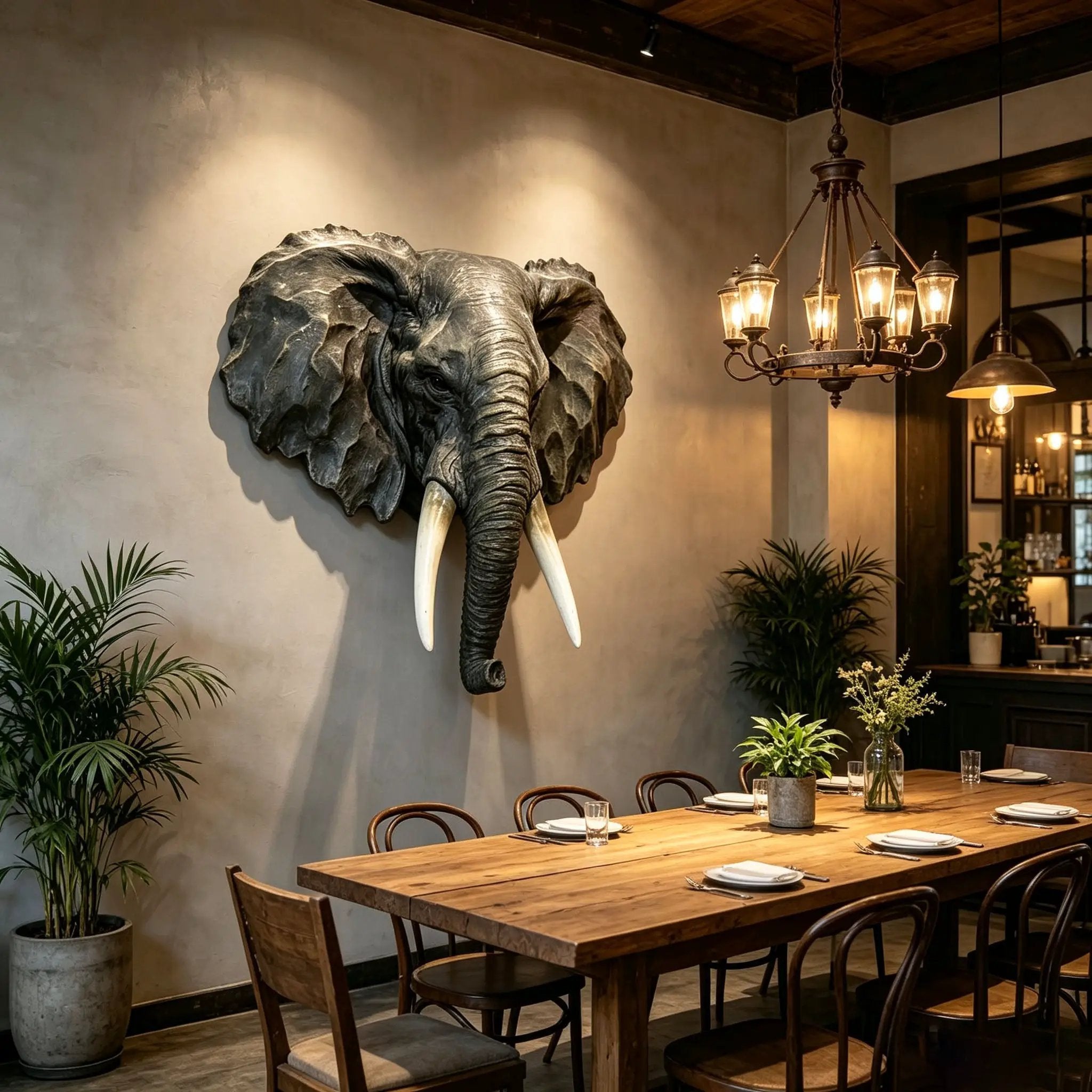 15.75" Wide Realistic Elephant Head Wall Sculpture by HouseOfZazla