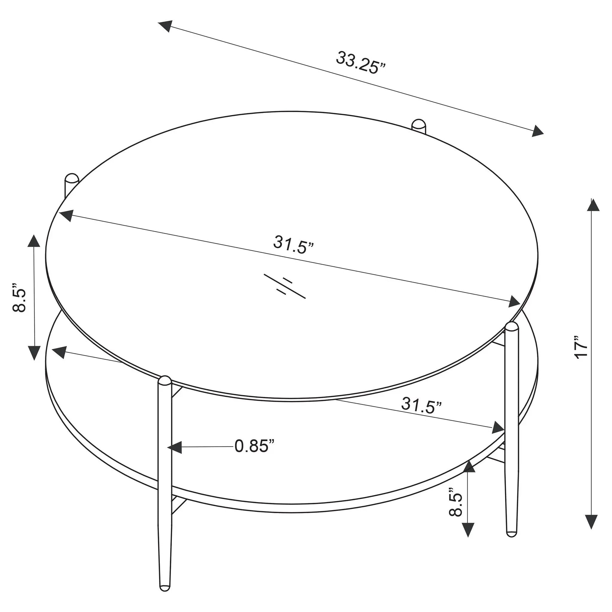 Jonelle 2-piece Round Coffee and End Table Set Gold by Unique Piece Furniture