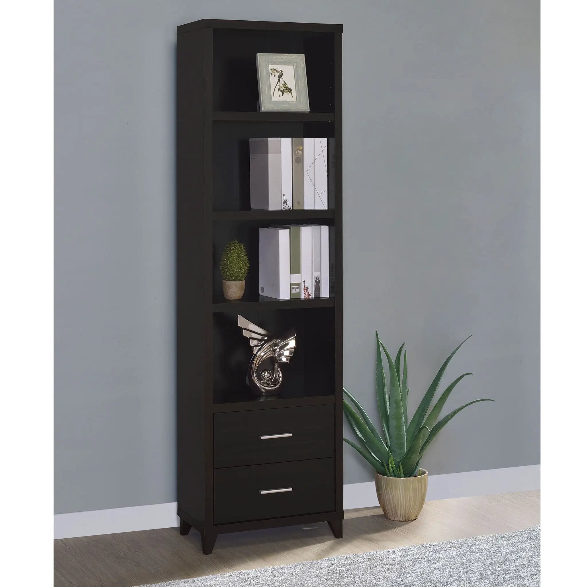 Media Tower With And Drawer With Adjustable Shelves Handles - Brown by HouseOfZazla