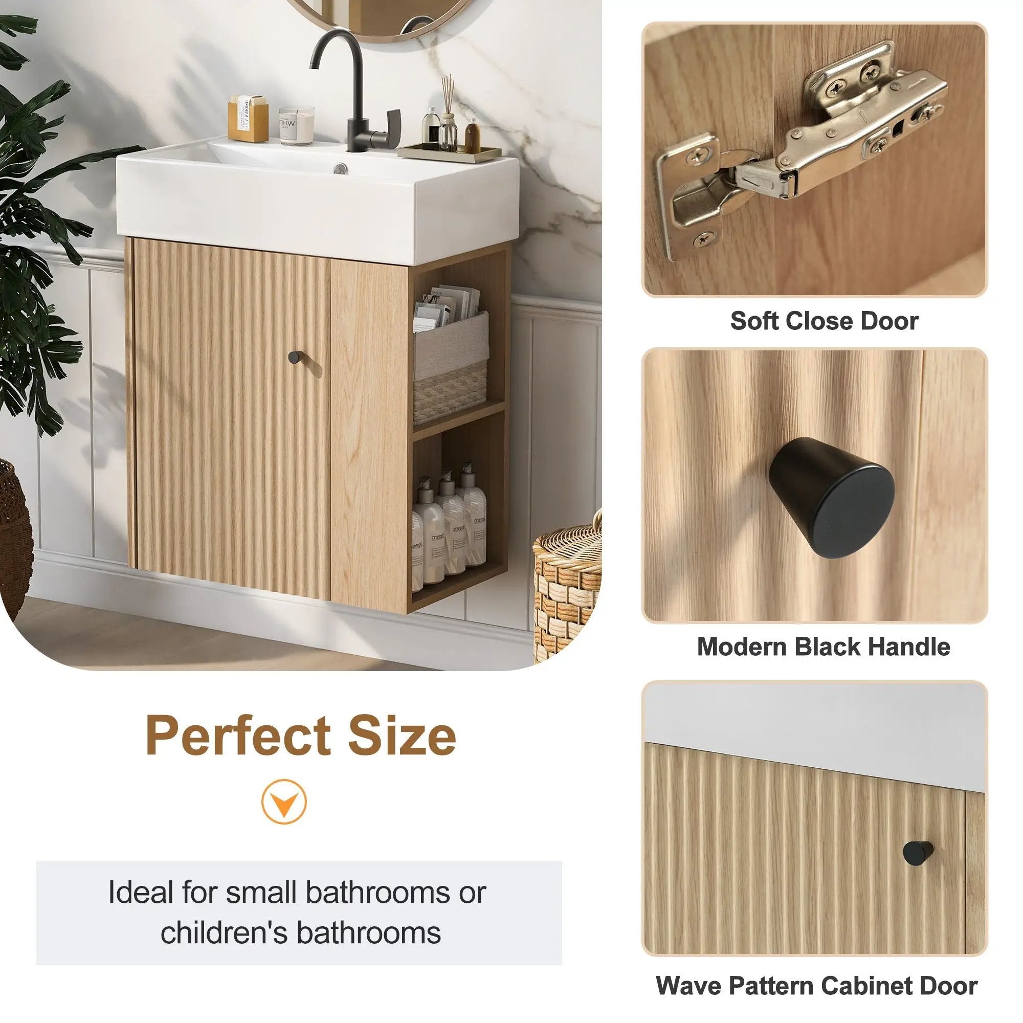Modern Floating Bathroom Vanity With Ceramic Basin Perfect For Small Bathrooms by Unique Piece Furniture