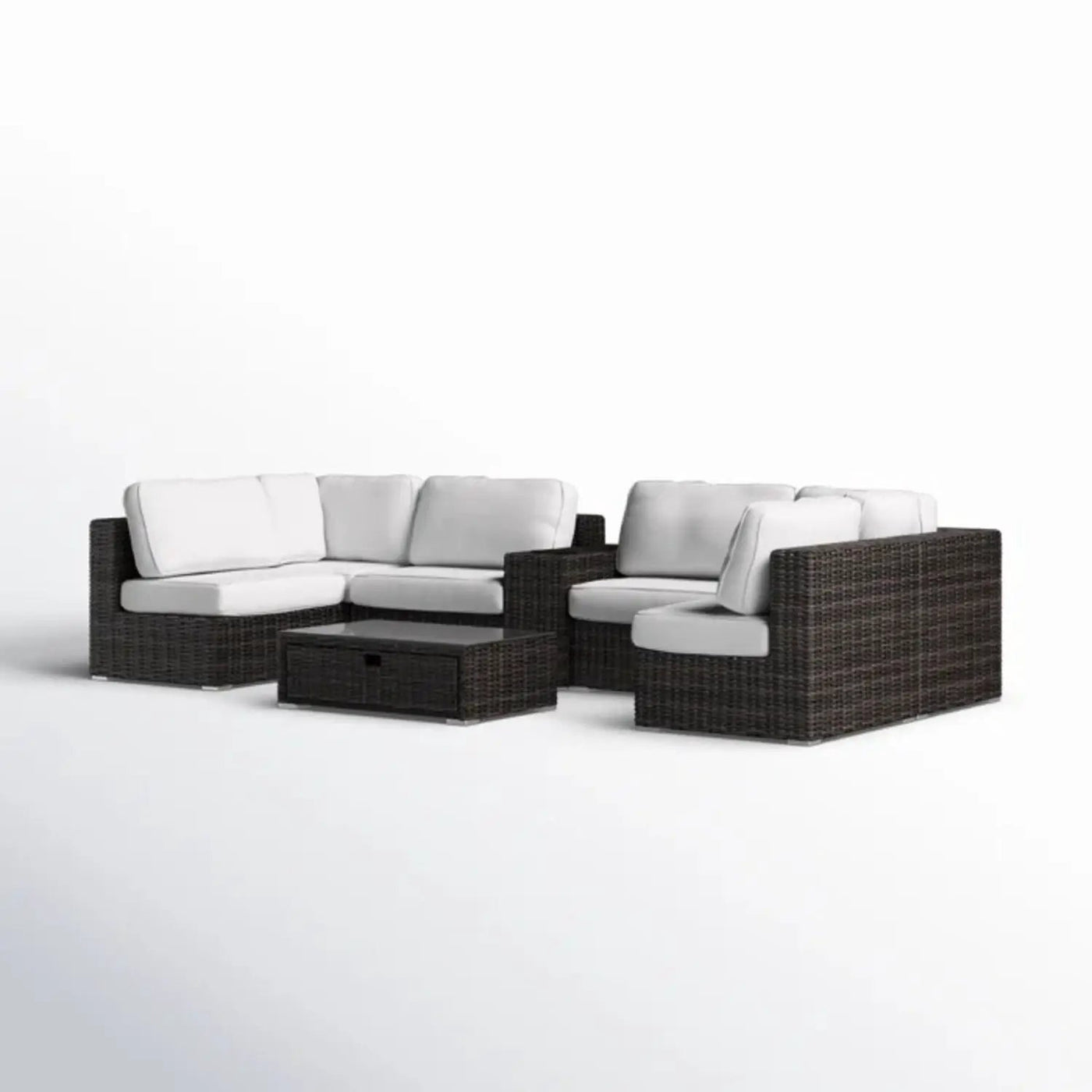 Elegant 4 Person Wicker Patio Seating Set With Cushions And Glass Top Table by Unique Piece Furniture