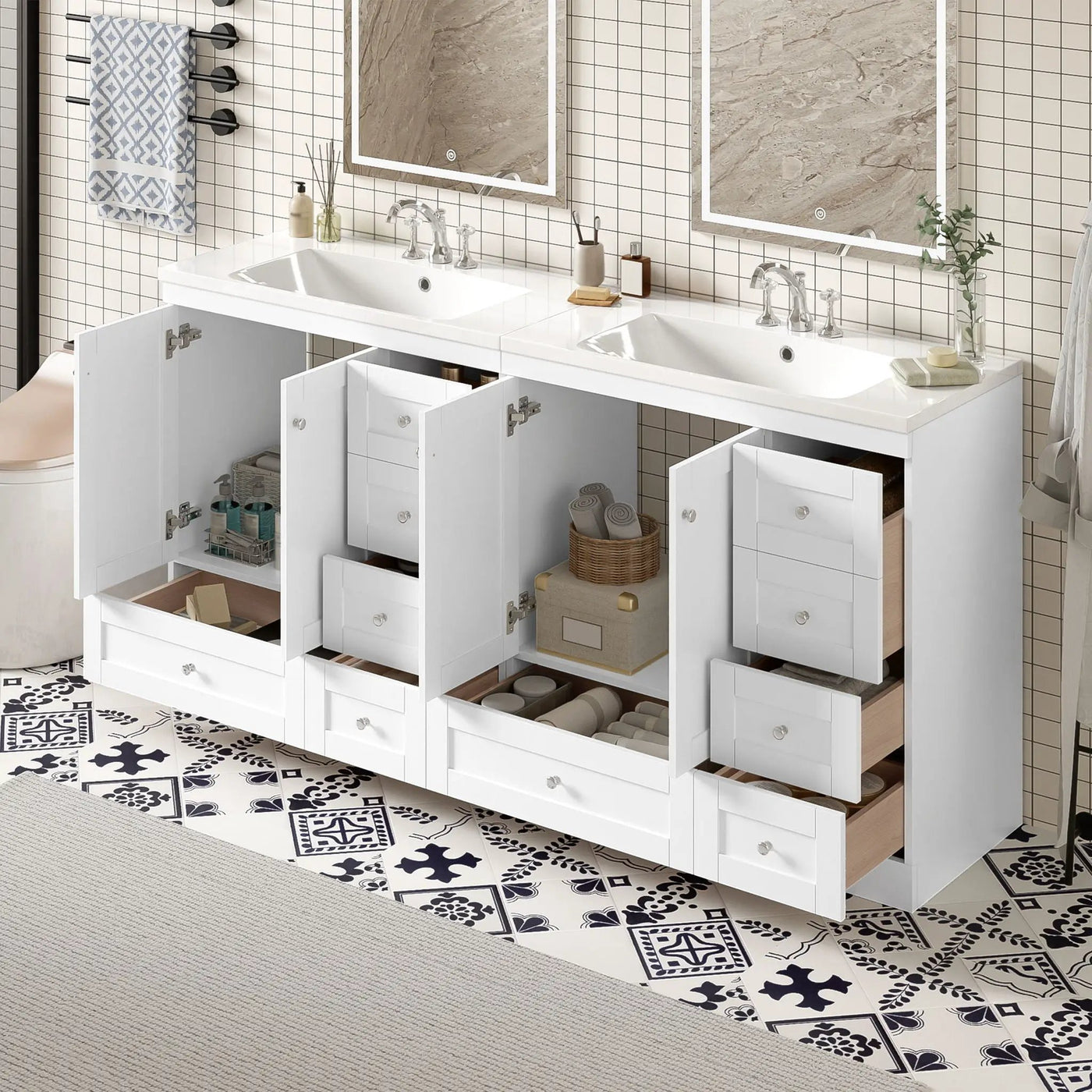 Shaker Free Standing Bathroom Vanity Cabinet & Sink, Soft Close Drawers, Soft Close Doors by Unique Piece Furniture