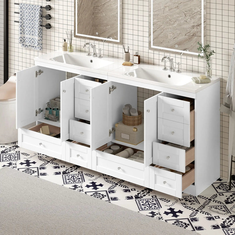 Shaker Free Standing Bathroom Vanity Cabinet & Sink, Soft Close Drawers, Soft Close Doors by HouseOfZazla