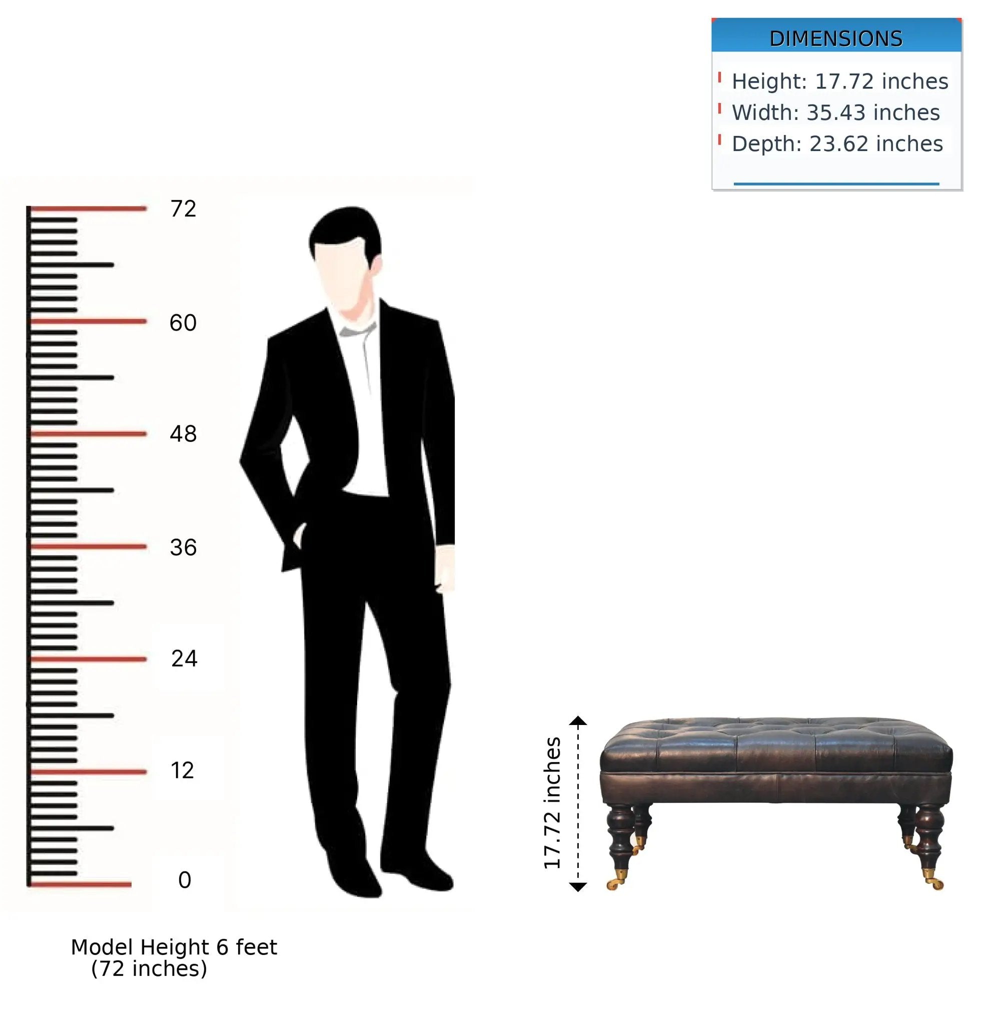 Buffalo - Ottoman With Castor Legs by HouseOfZazla