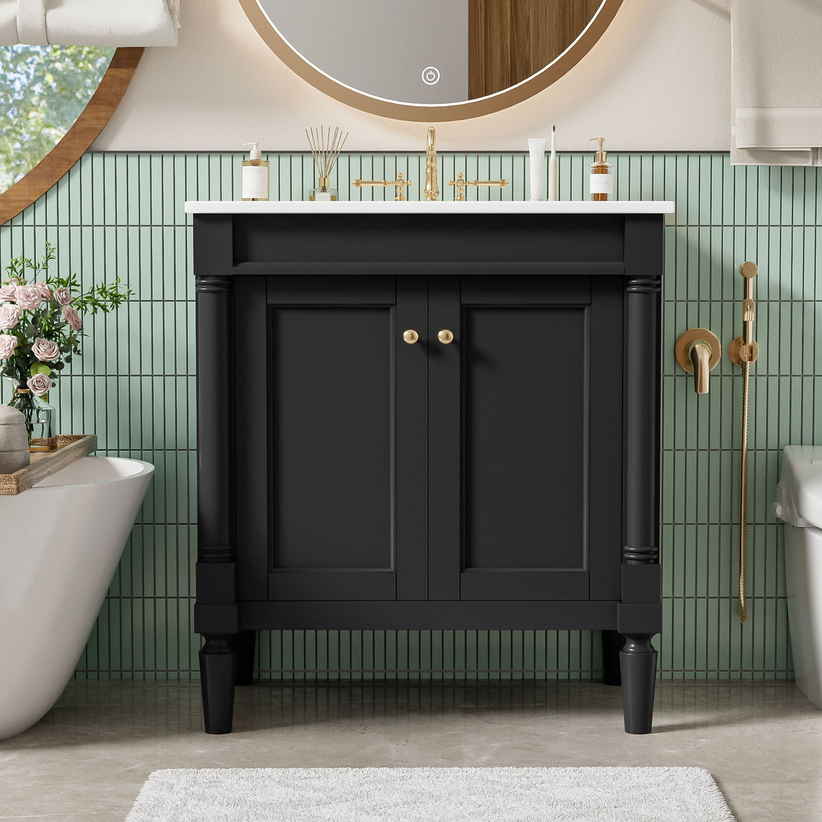 Bathroom Vanity Cabinet With Sink, Soft Close Doors, Storage Cabinet, photo 18 of 21