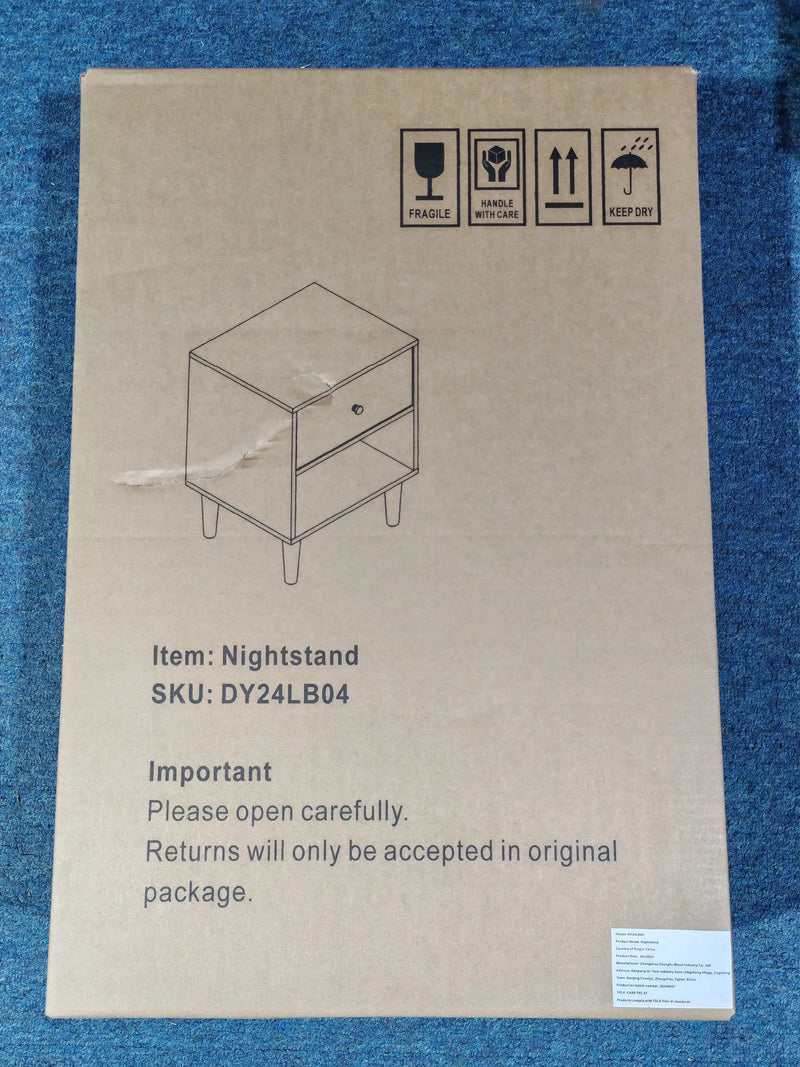23.22"H Wooden Nightstand with One Drawer and Shelf by HouseOfZazla