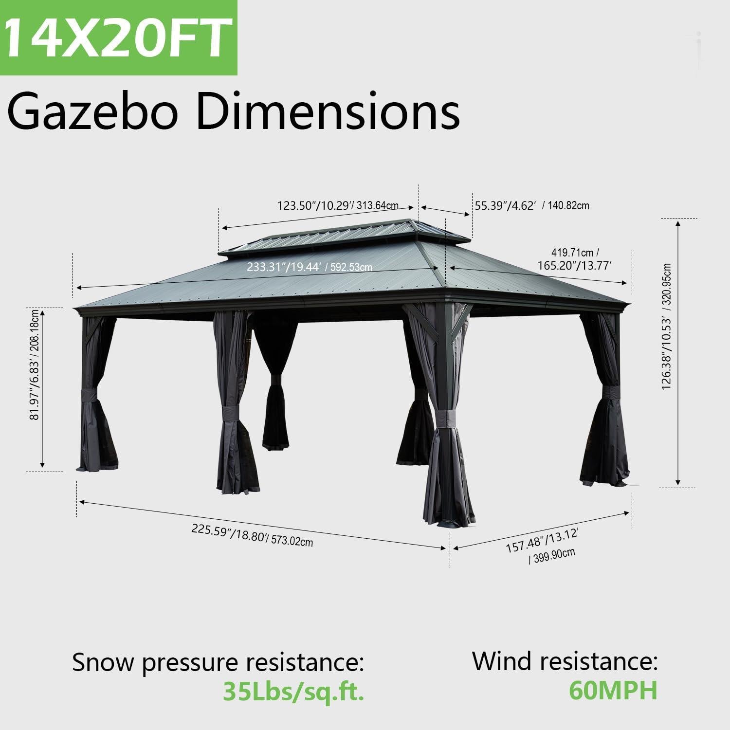 14'x20' Hardtop Gazebo with Resin Roof by HouseOfZazla