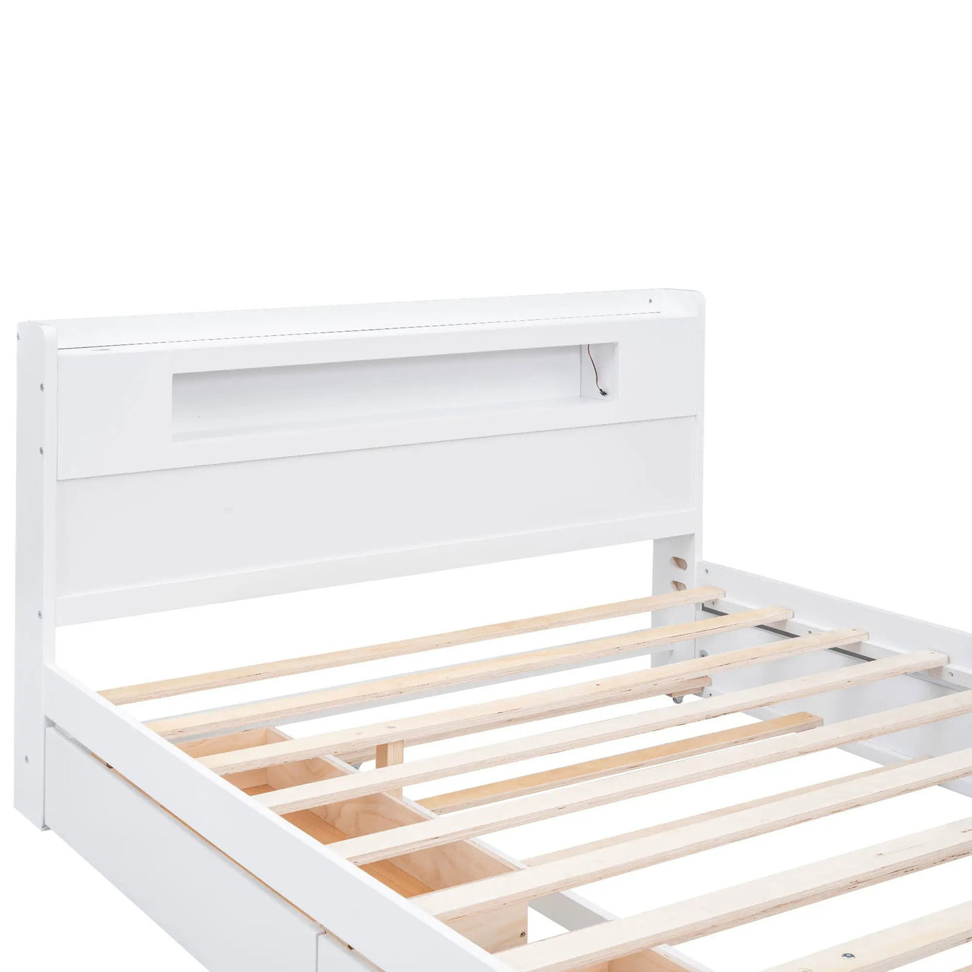 Storage Platform Bed With LED Lights, 2 Drawers And Trundle by HouseOfZazla