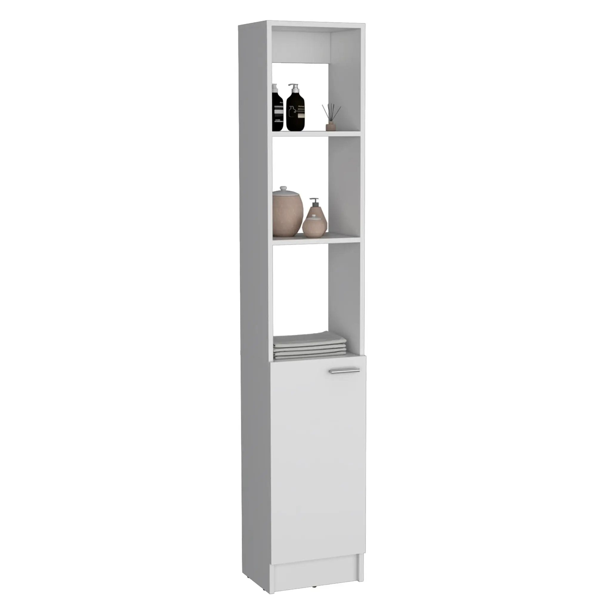 Linen Cabinet, 1 Door, 6 Shelves - White by Unique Piece Furniture
