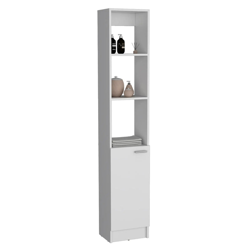 Linen Cabinet, 1 Door, 6 Shelves - White by Unique Piece Furniture