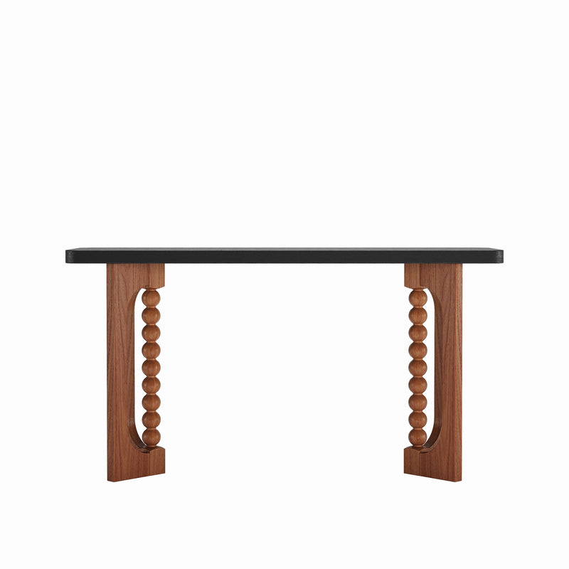 Wood Console Table with Lacquered Finish and Spherical Legs - Natural, photo 5 of 10