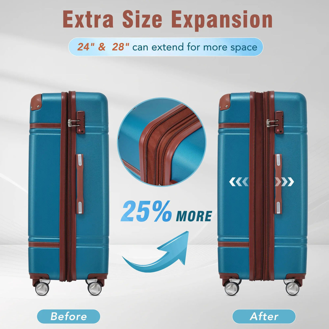 Hardshell Luggage Sets 4 Pieces 20" / 24" / 28" Luggages And Cosmetic Case Spinner Suitcase With Tsa Lock Lightweight by HouseOfZazla