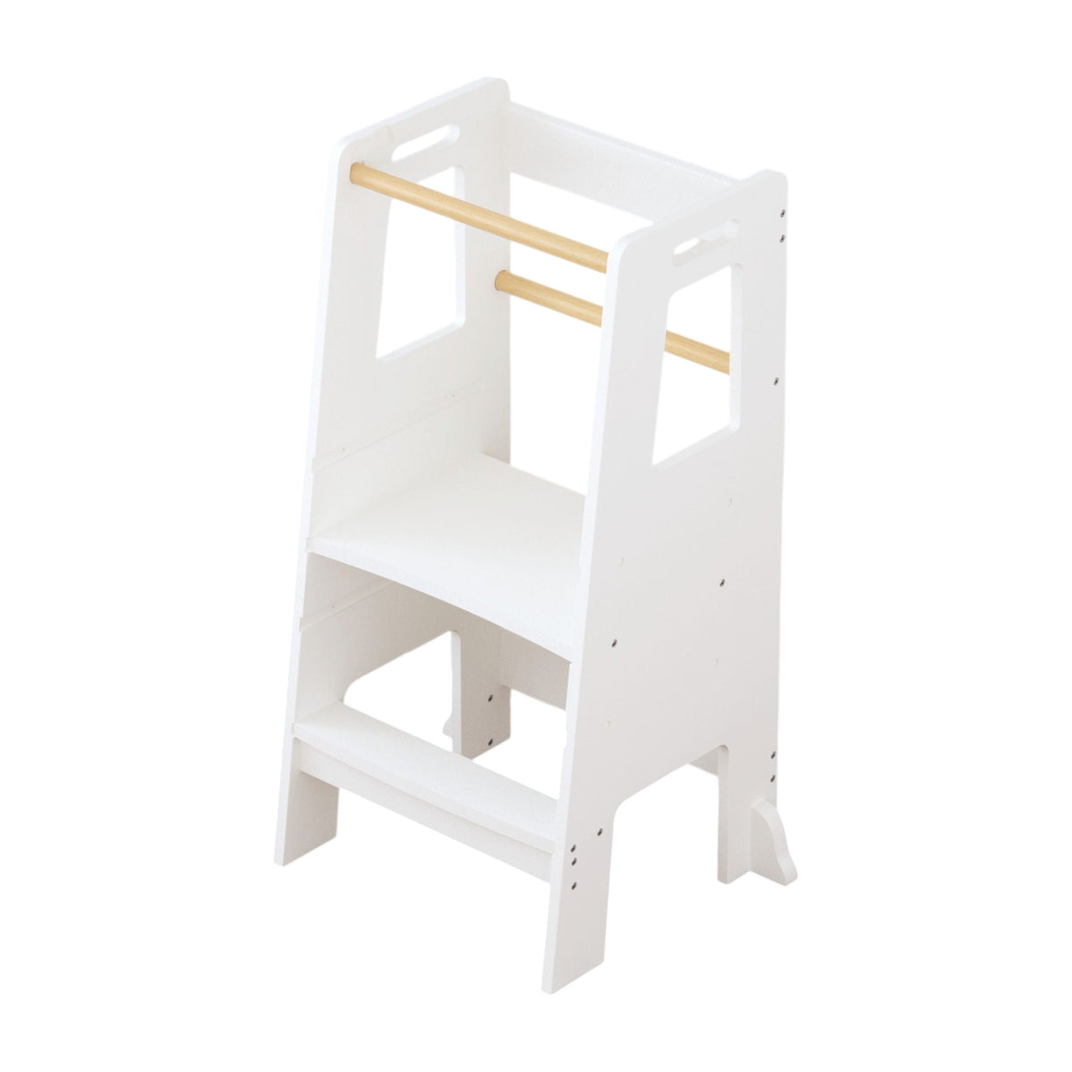 White Adjustable Child Kitchen Step Stool with Removable Bar - Standing Tower