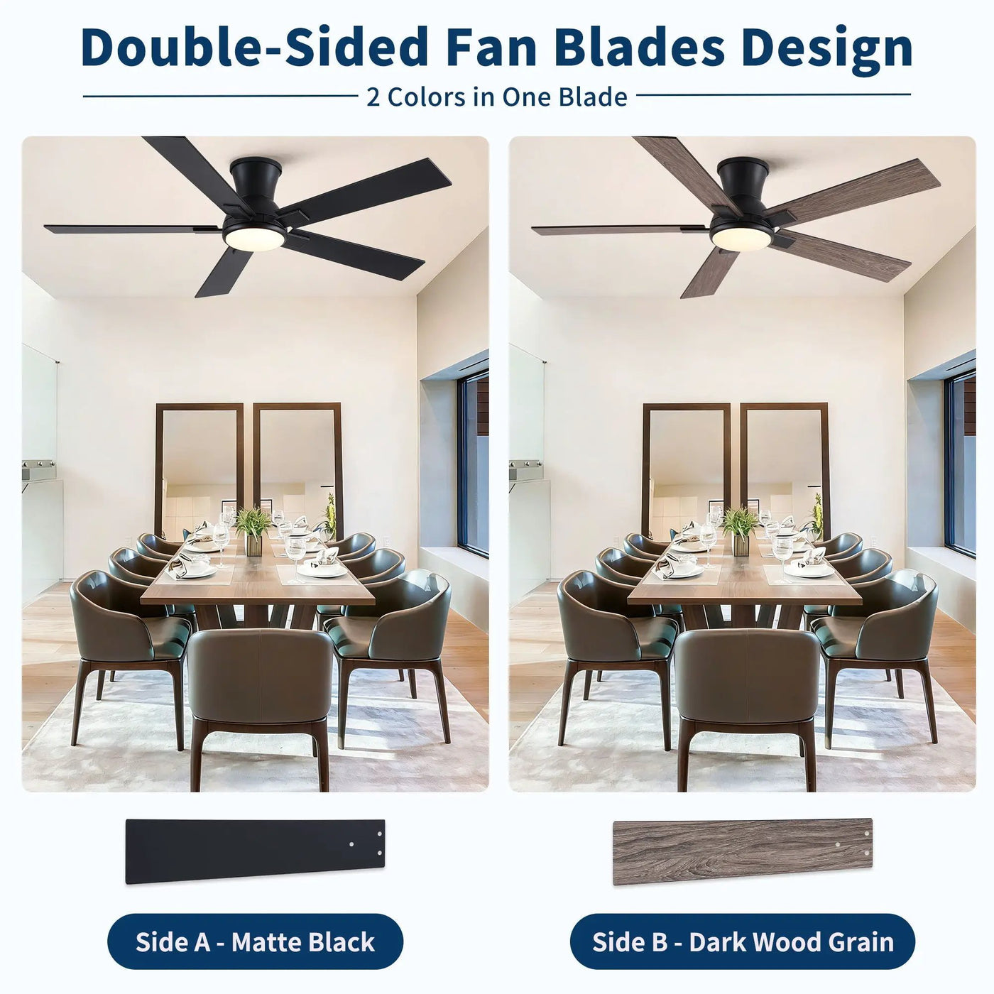 Low Profile Flush Mount Intergrated LED Ceiling Fan With Light And Reversible Quiet Motor by HouseOfZazla