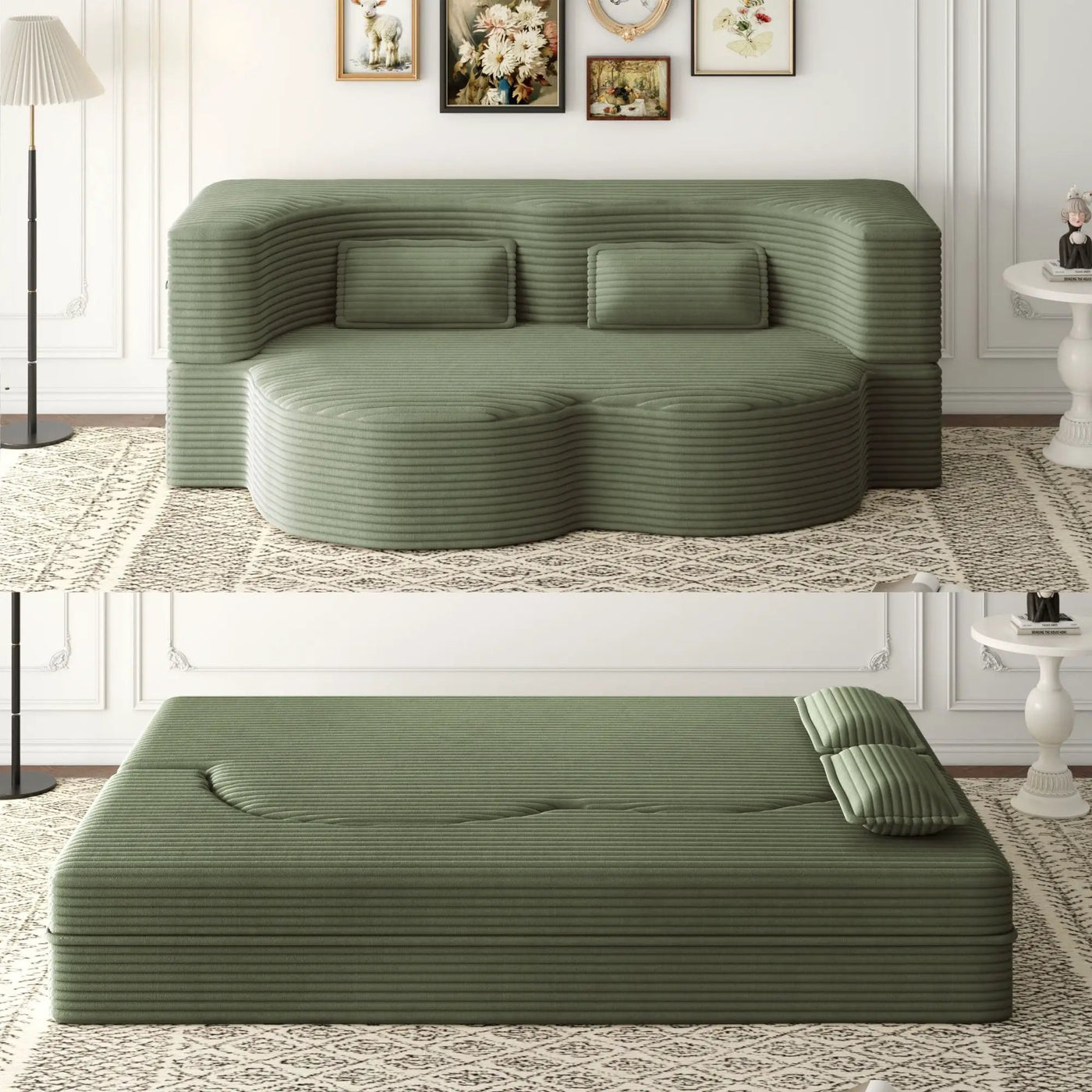Convertible Foam-Filled Sleeper Sofa Bed with 2 Pillows by HouseOfZazla