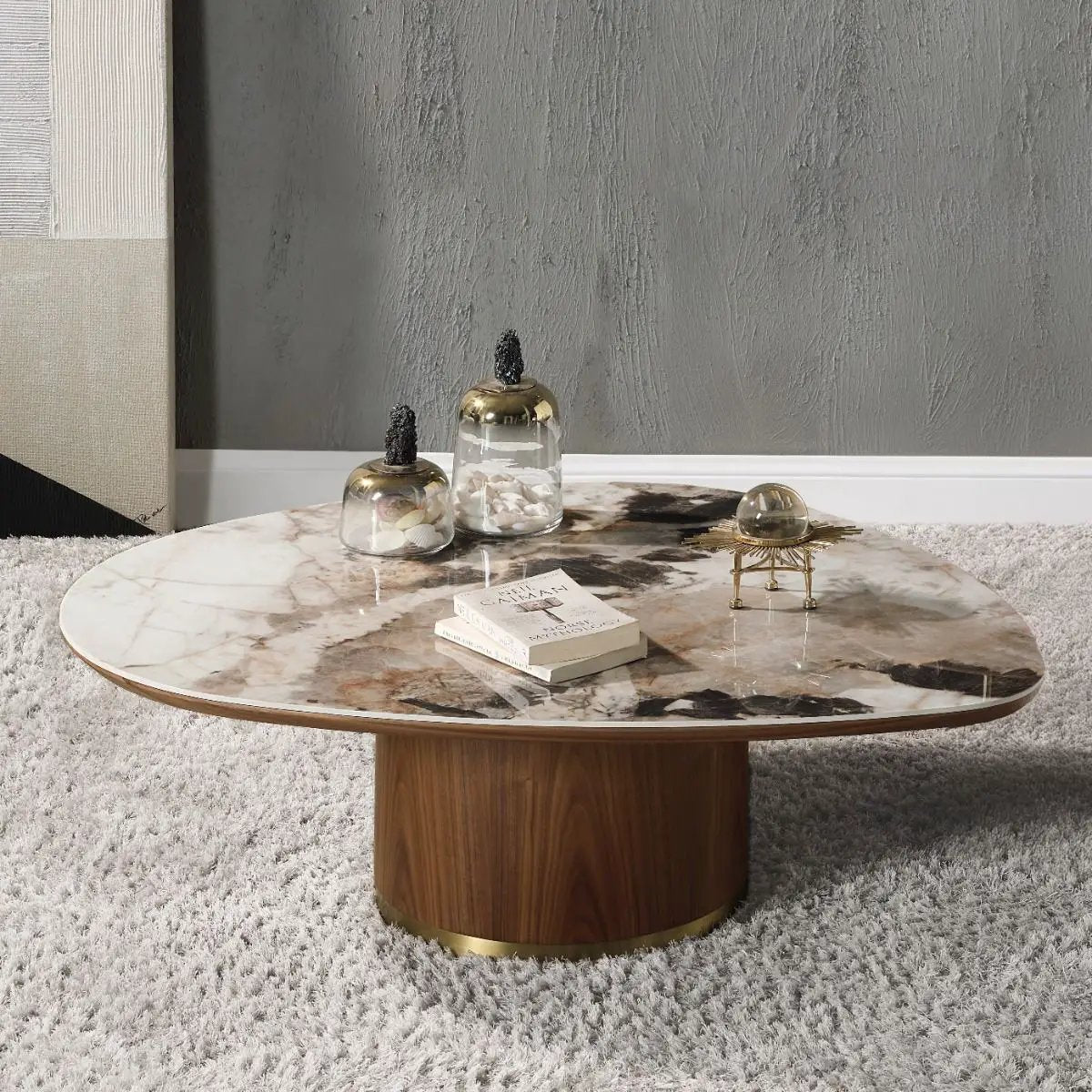 Willene - Coffee Table With Ceramic Top - Ceramic Top & Walnut by Unique Piece Furniture