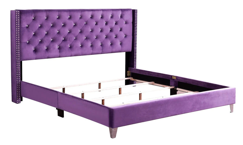 Upholstered Nailhead Trim Chic Bed by Unique Piece Furniture