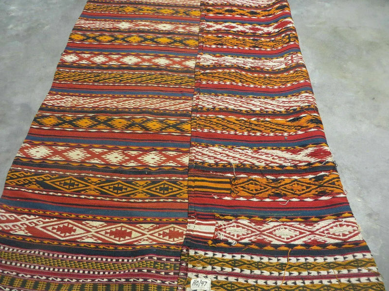 6' X 10' Antique 1930 Turkish Jajim Kilim Handmade Flat Weave Wool Rug Veg Dye by Jewel Rugs