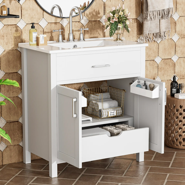30-Inch Bathroom Vanity with Ceramic Sink and Ample Storage