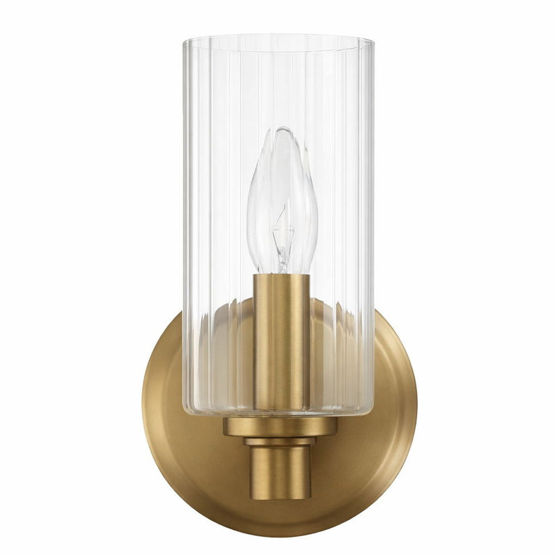 Jardin Single Light Wall Sconce With Clear Ribbed Satin - Clear / Gold, photo 4 of 8