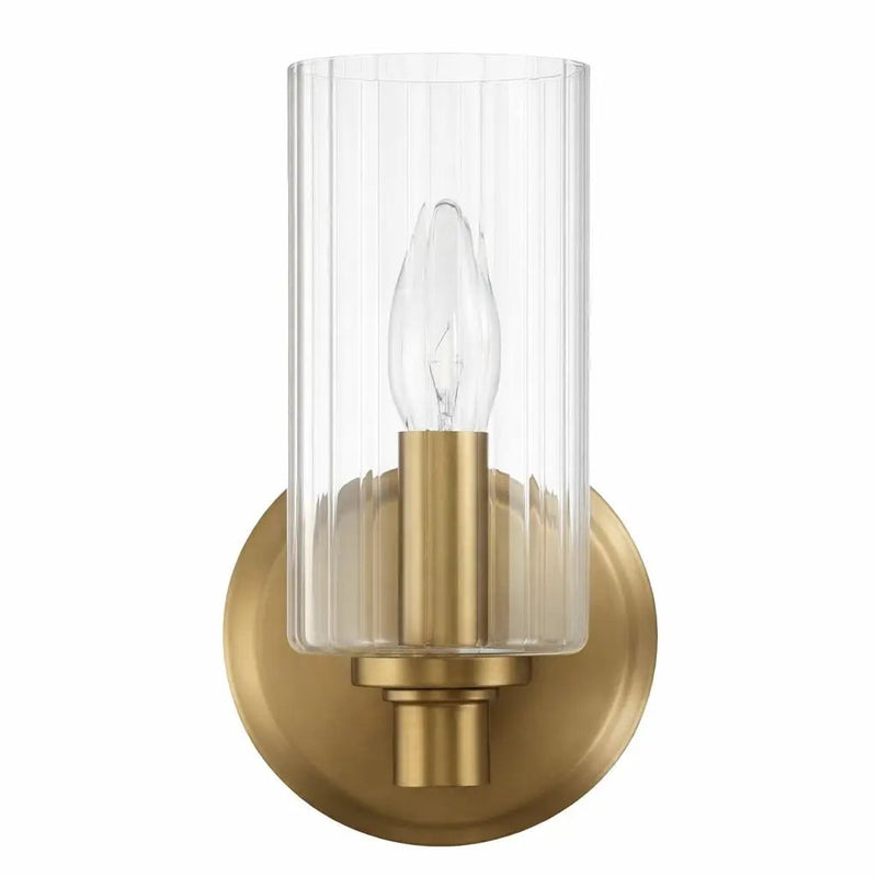 Jardin - Single Light Wall Sconce With Clear Ribbed Satin - Clear / Gold by Unique Piece Furniture