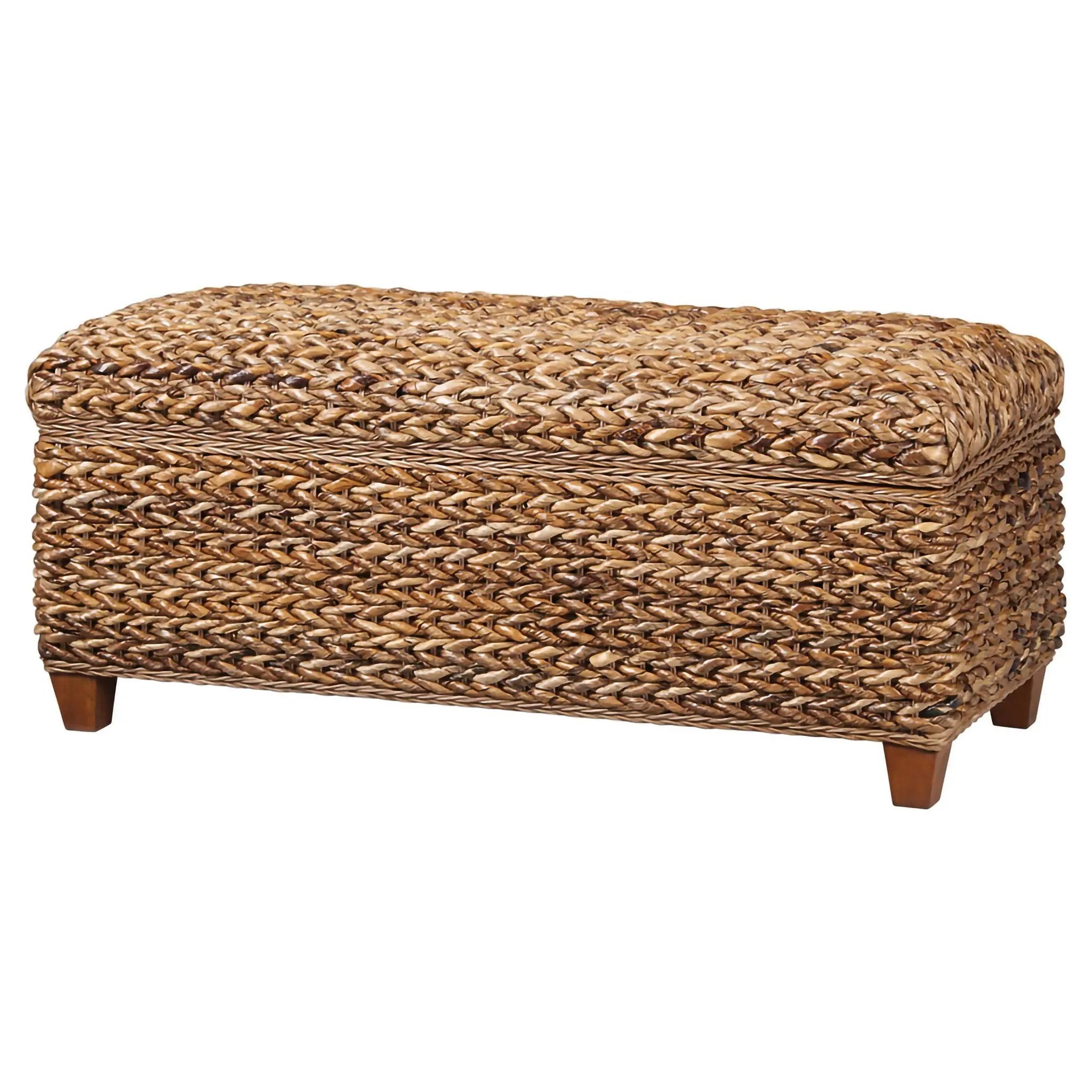 Laughton Hand-Woven Banana Leaf Storage Bench Amber by Unique Piece Furniture