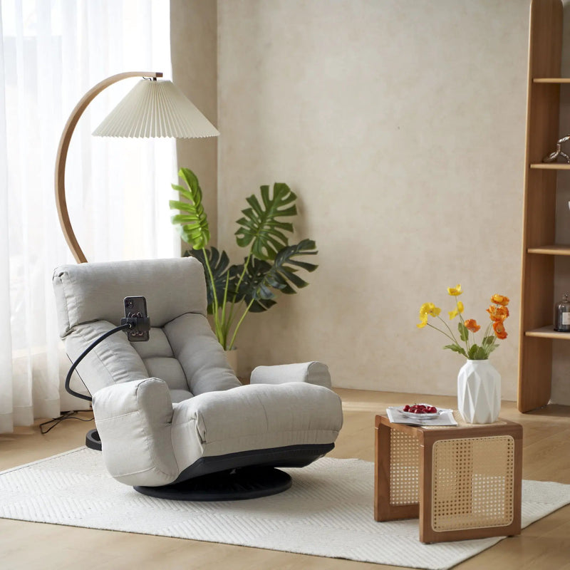 Adjustable Swivel Lounge Chair With 360 Degree Rotating Seat And Headrest Support by Unique Piece Furniture