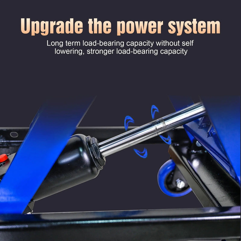 Hydraulic Lift Trolley, 500 Lbs Capacity, With 4 Wheels, For Material Handling And Transportation - Black / Blue by HouseOfZazla