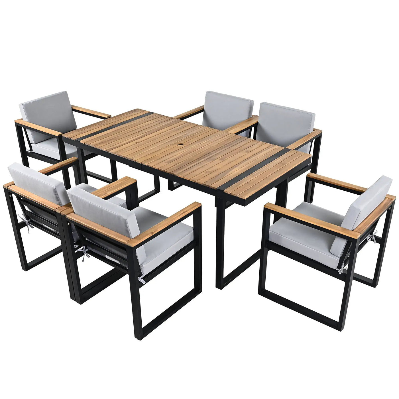 7 Pieces Outdoor Dining Set Patio Dining Table And Chair Set With And Removable Cushions For Patio by HouseOfZazla