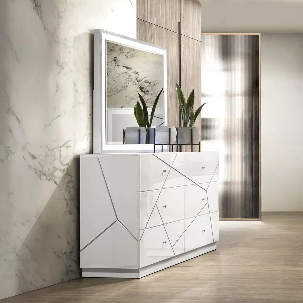 Esther - Mirror With LED - White / Silver by Unique Piece Furniture
