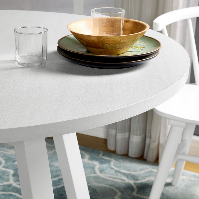 White 5 Piece Dining Set with Round Table and Windsor Chairs, photo 4 of 4