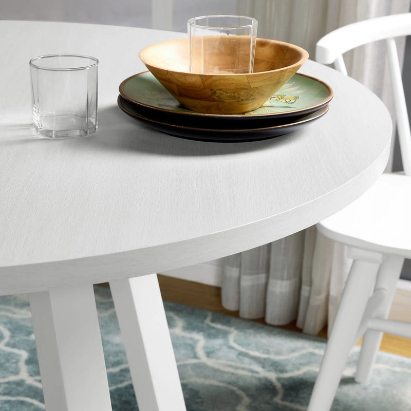 Edo - 5 Piece Dining Set, Trestle Dining Table With 4 Windsor Chairs - White by HouseOfZazla