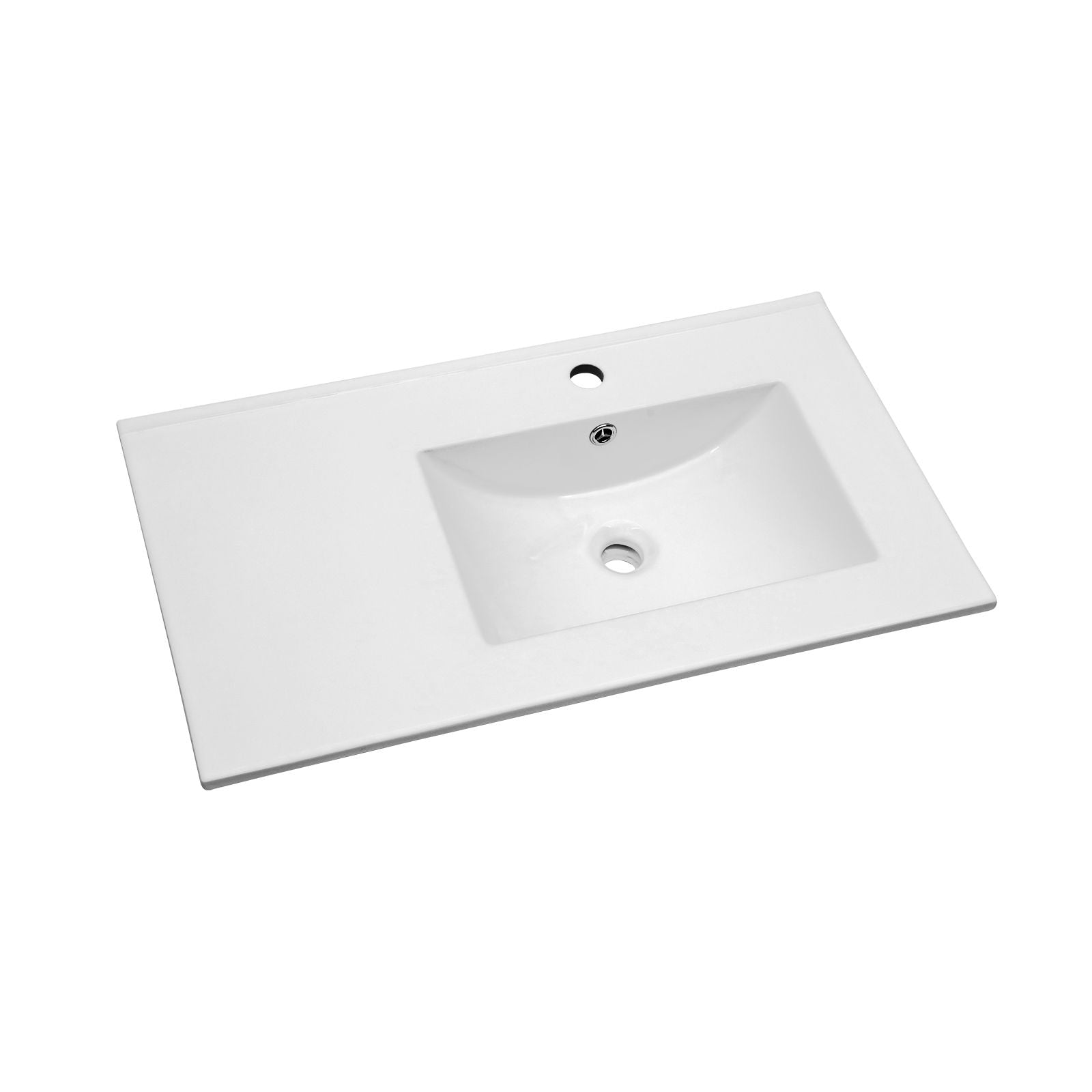 Rectangular Single Vanity Top With 1 Faucet Hole And Overflow, 32" X 18", Spacious Left Countertop For Storage - White by HouseOfZazla