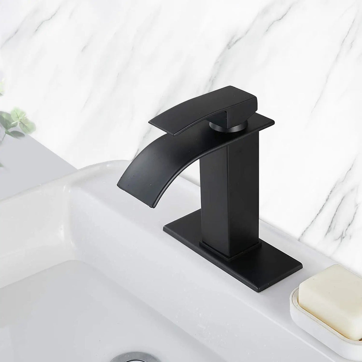 Waterfall Spout Bathroom Sink Single Handle Faucet with Pop-Up Drain by HouseOfZazla