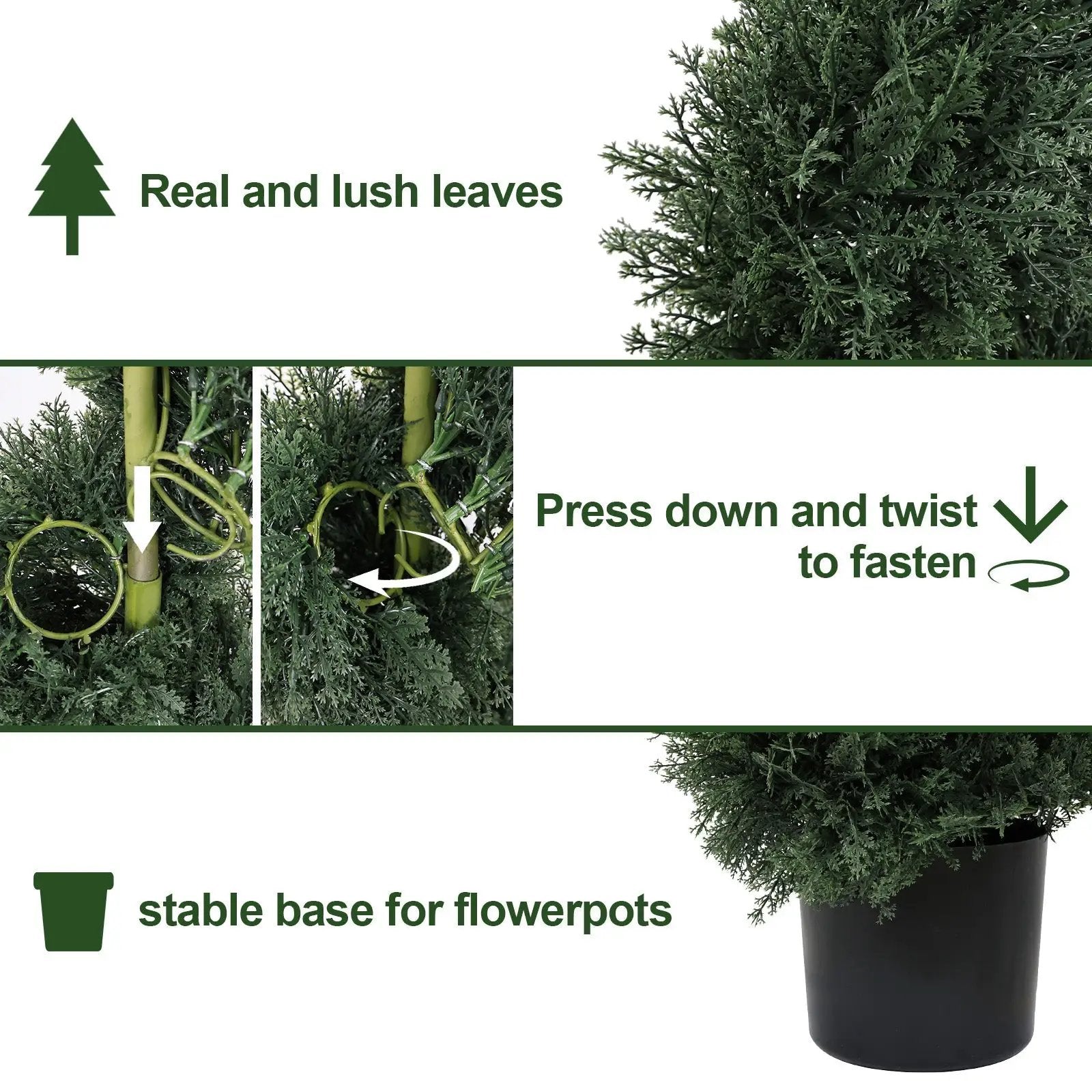 6ft Spiral-Shaped Potted Cedar Tree - 2pcs Artificial Evergreen Set by HouseOfZazla