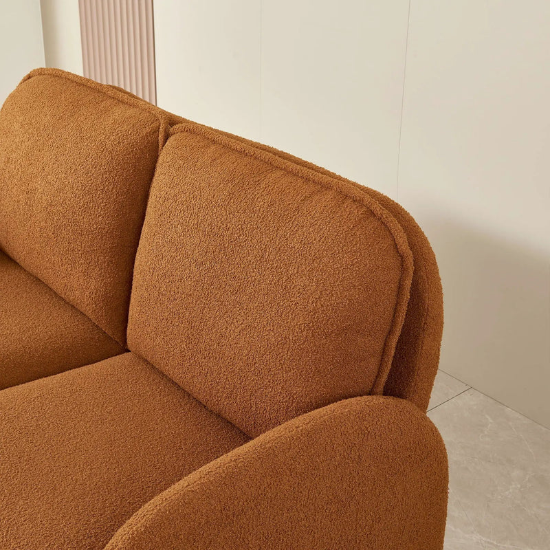 Loveseat Sofa Small Couch For Living Room, Sherpa Fabric Upholstered Loveseat Sofa Couch, Small Loveseat Sofa For Apartment, Bedroom by Unique Piece Furniture
