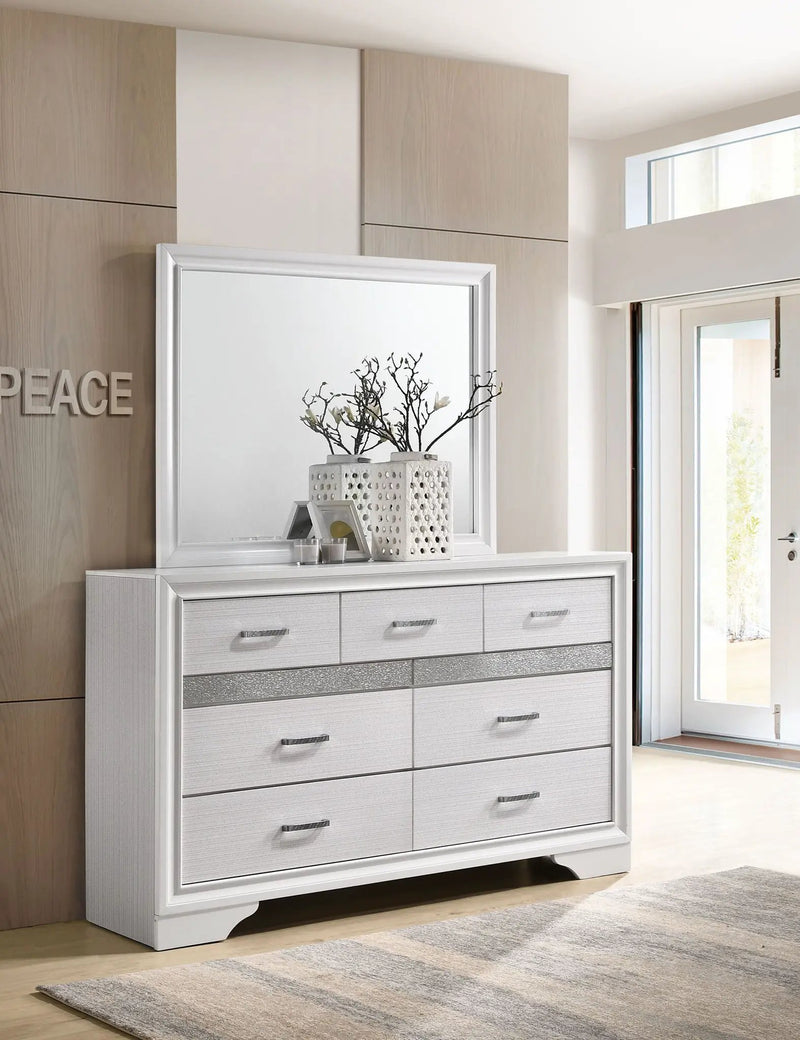 Miranda 7-drawer Dresser with Mirror White by Unique Piece Furniture