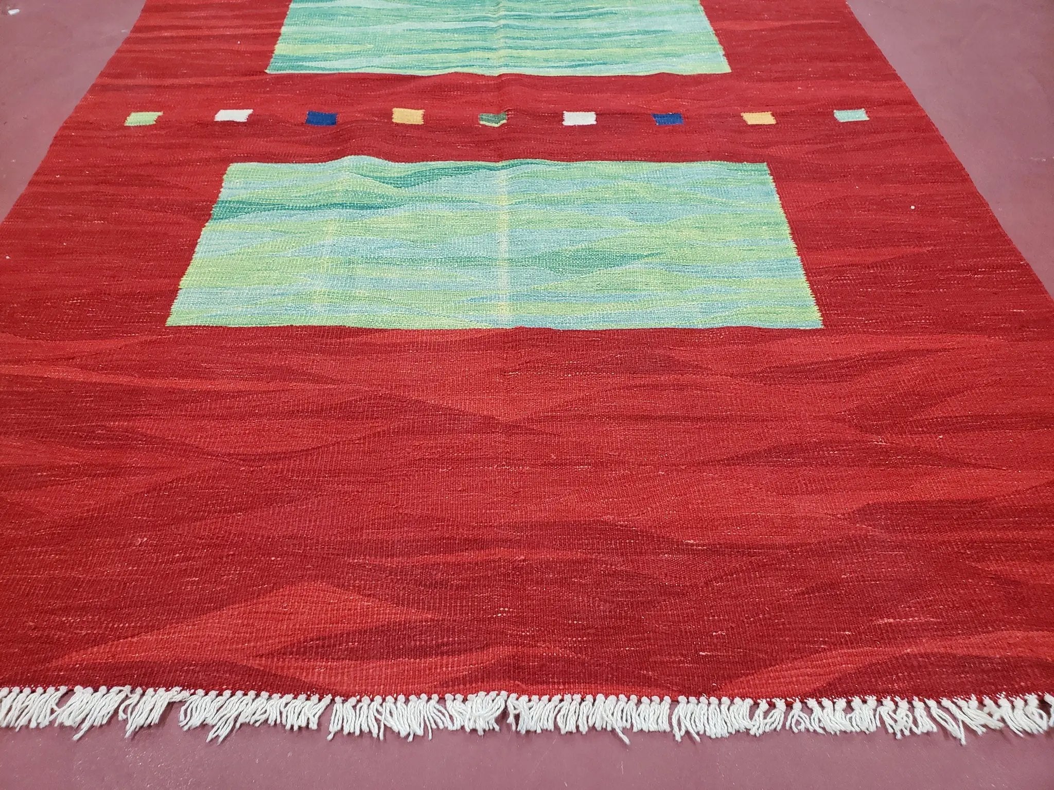 Red Turkish Kilim Rug, 5x7 - 6x8 Rugs, Red and Green Kilim Carpet, Kilim Area Rugs, Flatweave No Pile Rug, New Turkish Rug, Handmade Kilim by Jewel Rugs