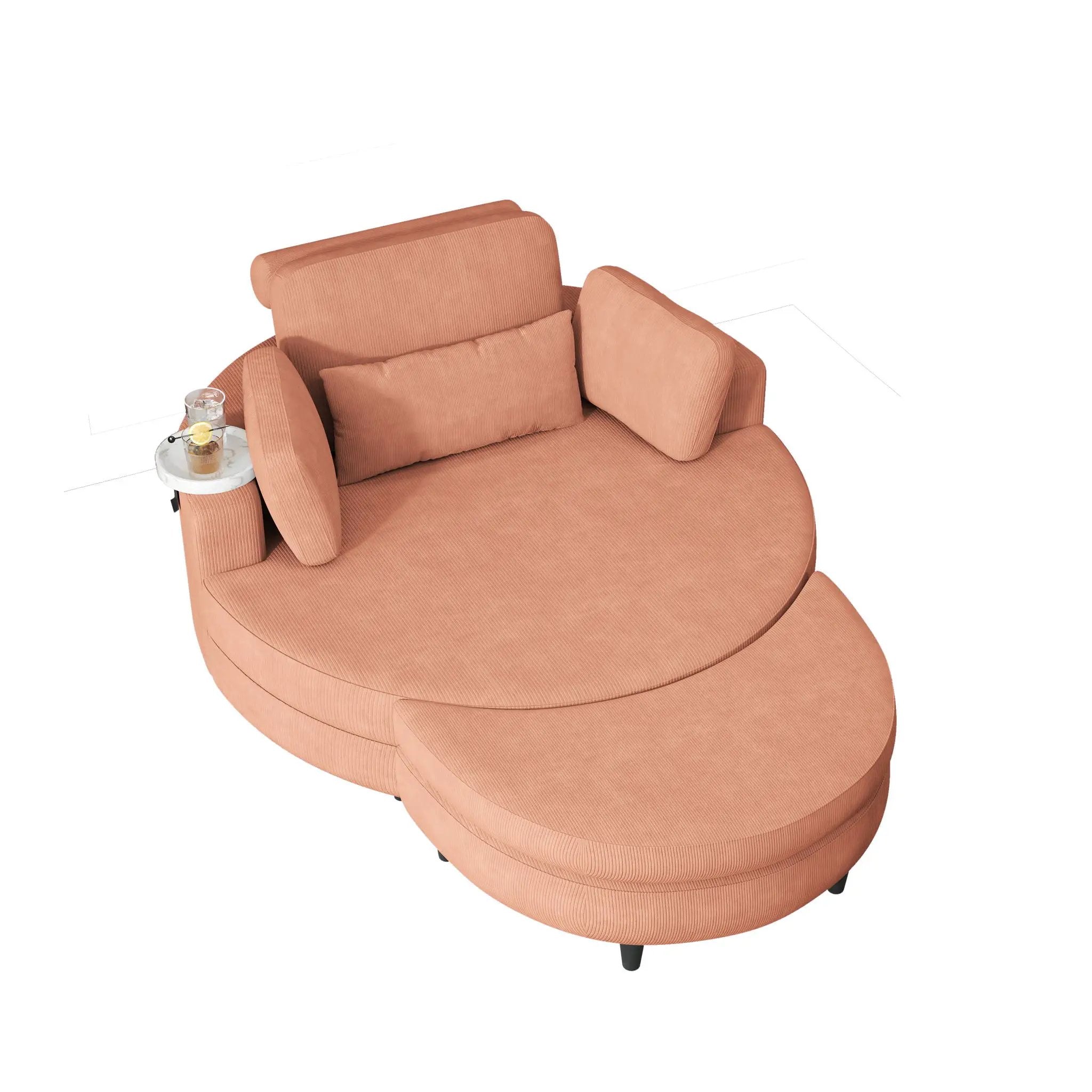 Sofa With Two Throw Pillows And A Waist Pillow With An Extra Tray For Comfortable Seating In Small Apartment Bedrooms by HouseOfZazla