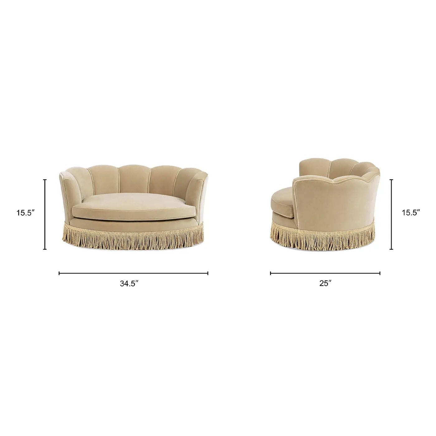 Clara 34.5" Scalloped Pet Sofa Bed, Medium, Fawn by HouseOfZazla
