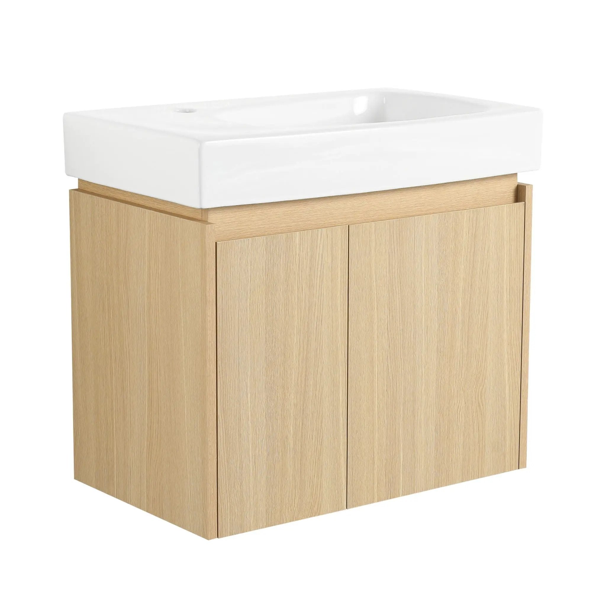 Modern Bathroom Vanity With Ceramic Basin, Wall Mounted Floating Sink Combo, Storage Cabinet by Unique Piece Furniture