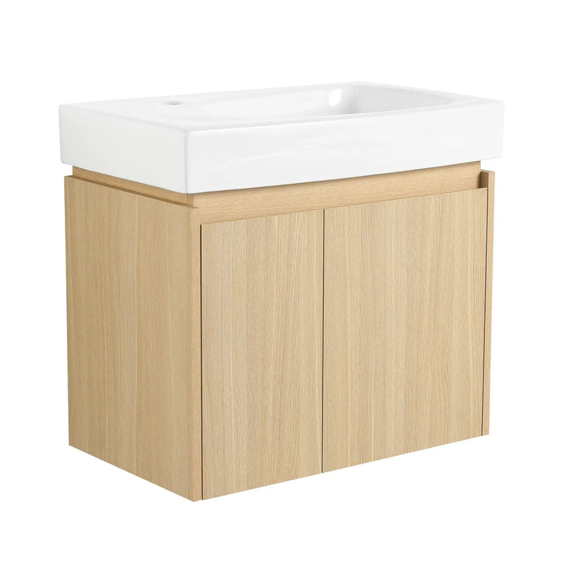 Modern Bathroom Vanity With Ceramic Basin, Wall Mounted Floating Sink Combo, Storage Cabinet by Unique Piece Furniture