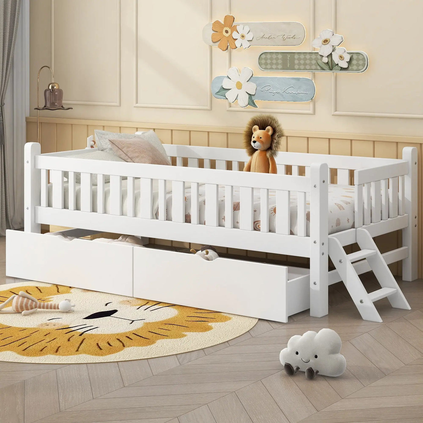 Platform Bed With Guardrail And 2 Drawers by HouseOfZazla