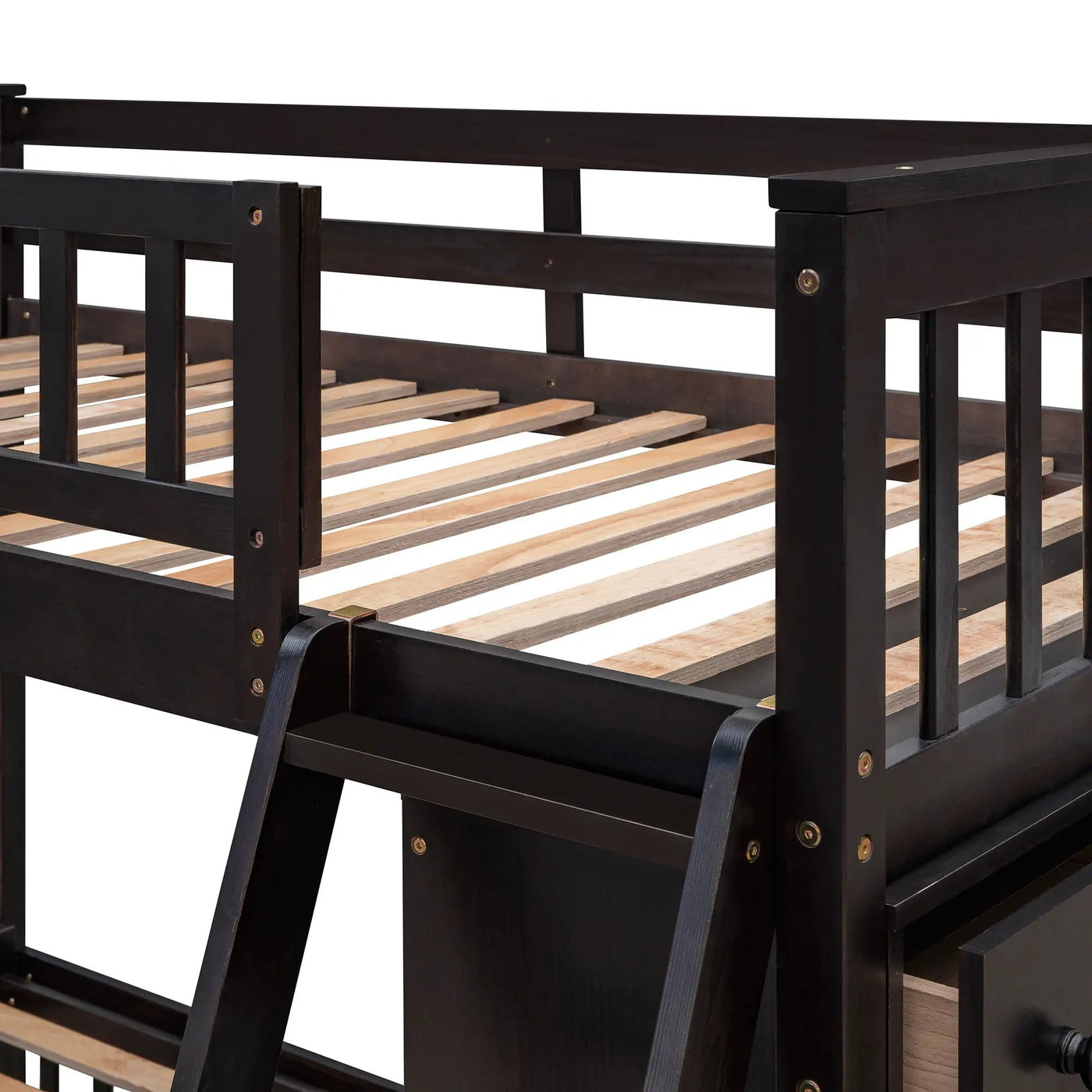 Bunk Bed With 6 Drawers And Flexible Shelves, Bottom Bed With Wheels by HouseOfZazla