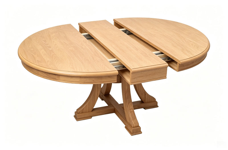 5-Piece Round Extendable Solid Wood Dining Table Set, photo 6 of 10