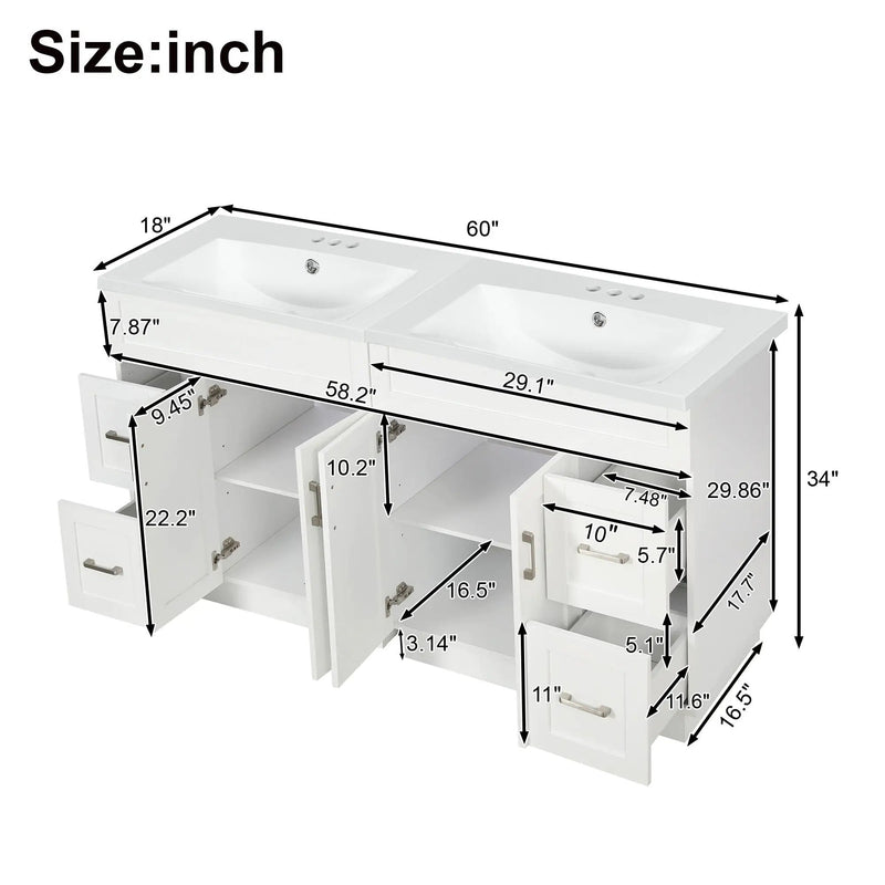 Bathroom Vanity With 2 Doors, 2 Drawers, Adjustable Shelf, Hidden Slides & Soft Close Hinges by Unique Piece Furniture