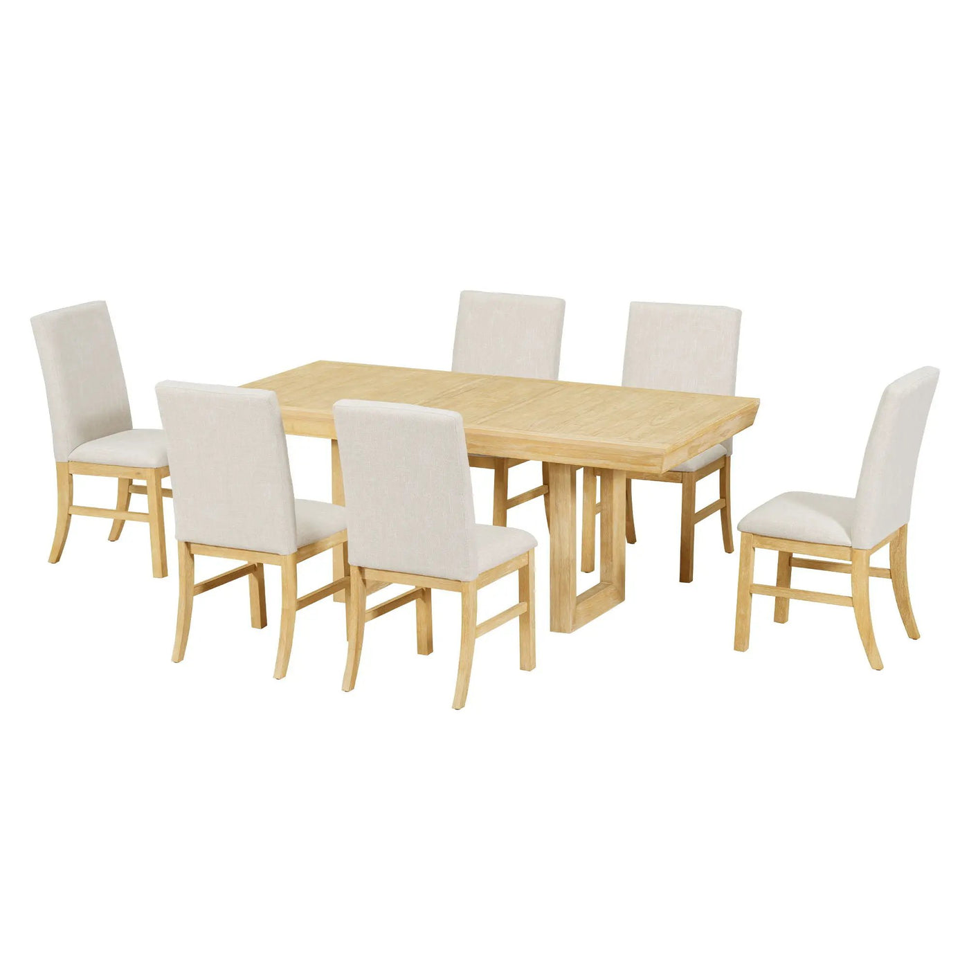 Topmax - 7 Piece Traditional Extendable Dining Table Set With Butterfly Leaf And 6 Upholstered Dining Table Set by Unique Piece Furniture