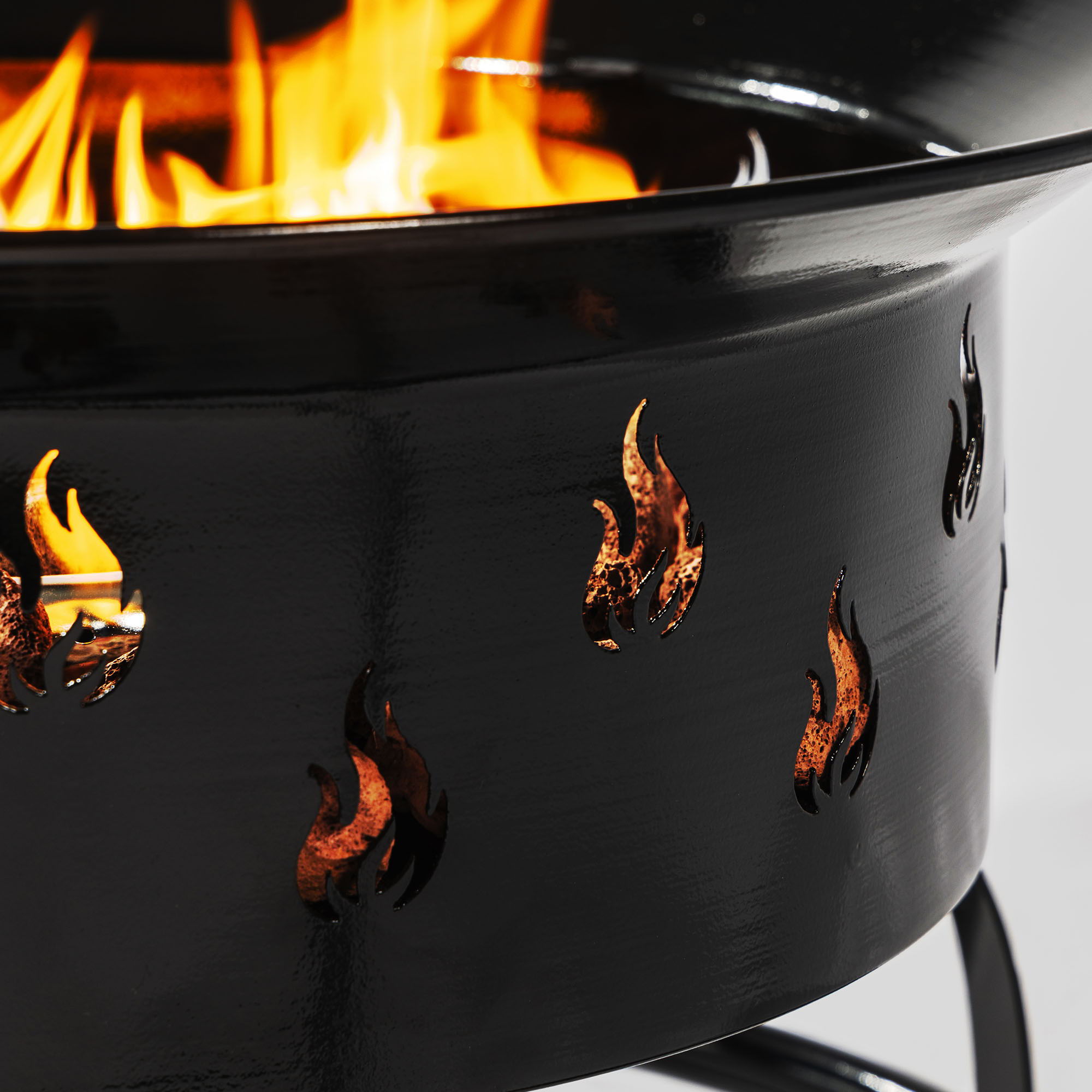 Propane Gas Fire Pit Table, 50000 Btu Round For Outside Patio - Black by HouseOfZazla